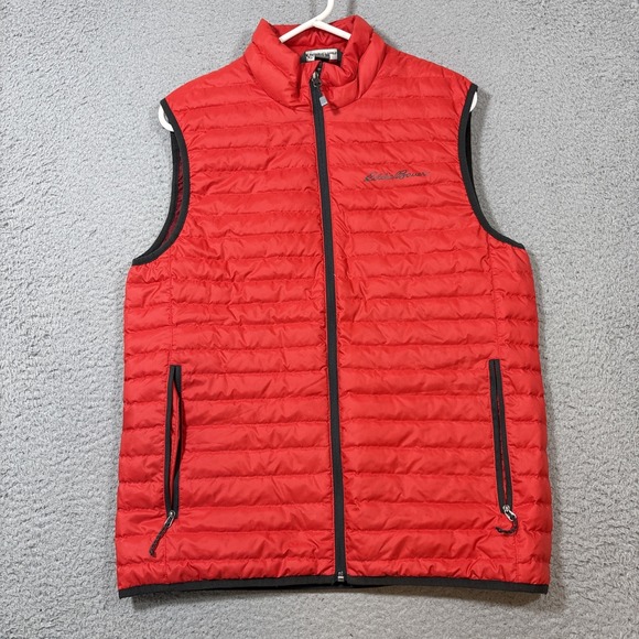 Eddie Bauer Puffer Vest Mens Small Down EB650 Zip Jacket Lightweight Red - Picture 1 of 10